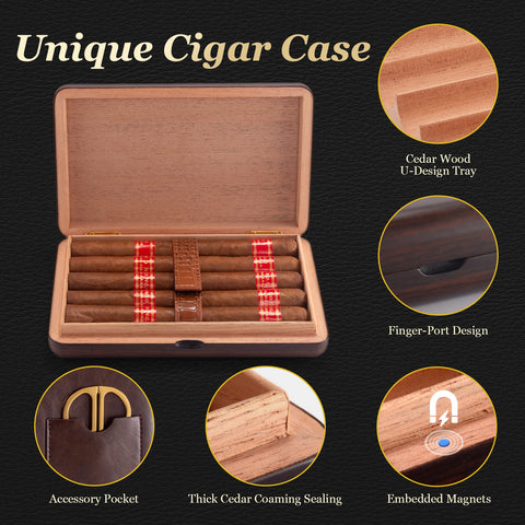 Travel Ciga Humidor with Leather Case