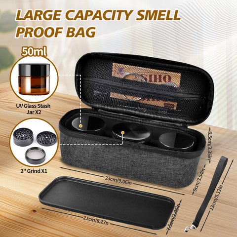 Smell Proof Bag Grey(Grind Included)