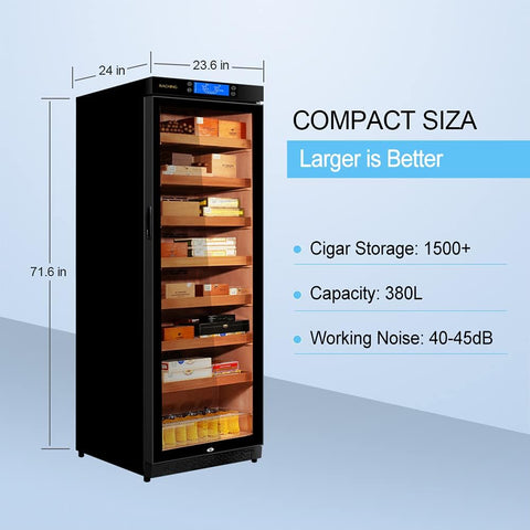 Marvero Raching 380L electric cigar humidor cabinet with Spanish cedar trays