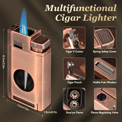 Leather Cedar Wood Cigar Case-Walnut