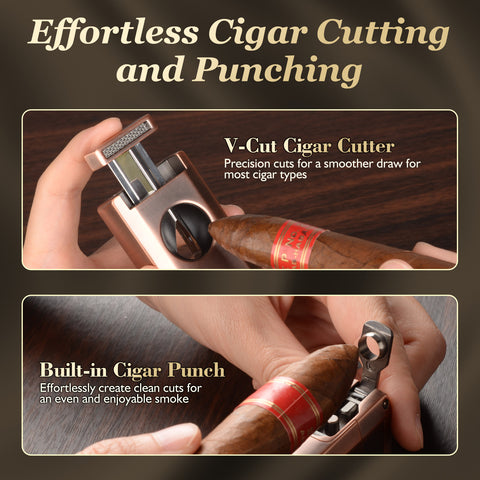 Leather Cedar Wood Cigar Case-Walnut
