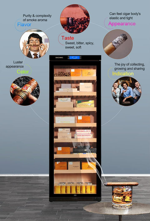 Marvero Raching 380L electric cigar humidor cabinet with Spanish cedar trays