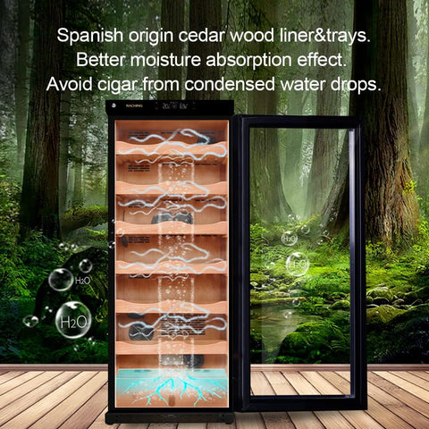 Marvero Raching 330L electric cigar humidor cabinet with Spanish cedar trays