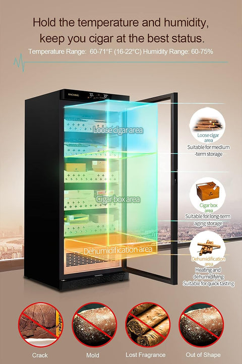 Marvero Raching MON1800A black electric cigar humidor with cedar trays