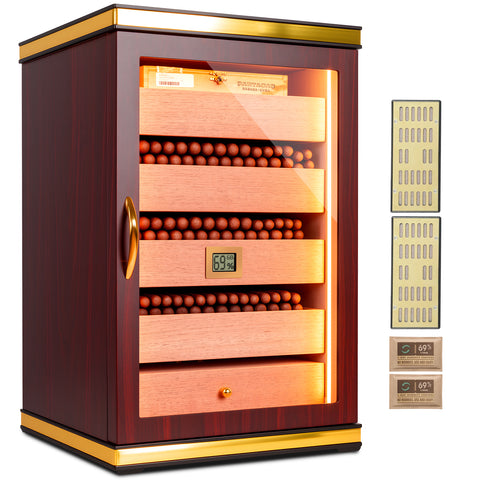 LED Cigar Humidor（5 Ceder Wood Drawers,500 Cigars Capacity）
